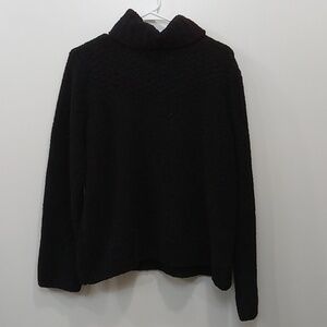 Columbia Fleece Knit Turtleneck Sweater Long Sleeve Women's Sz XL Black EUC NICE